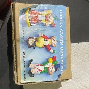 Circus Colorful Clown Ornament Set by Christmas Around the World circa 1980s